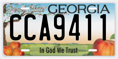 GA license plate CCA9411
