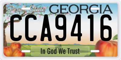 GA license plate CCA9416