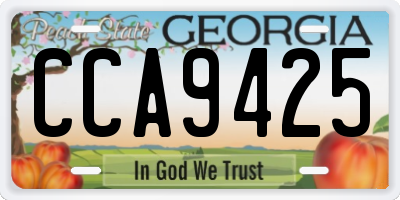 GA license plate CCA9425