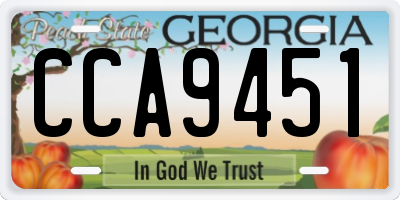 GA license plate CCA9451