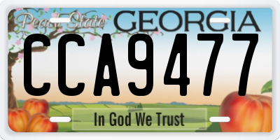 GA license plate CCA9477