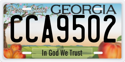 GA license plate CCA9502