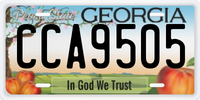GA license plate CCA9505