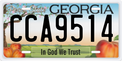 GA license plate CCA9514
