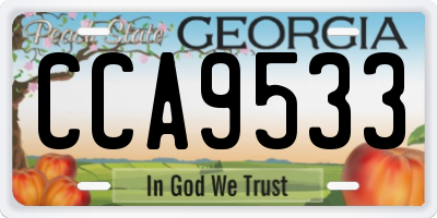 GA license plate CCA9533