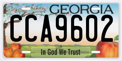 GA license plate CCA9602