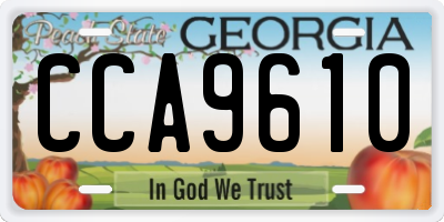 GA license plate CCA9610
