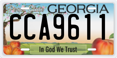 GA license plate CCA9611