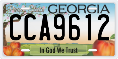 GA license plate CCA9612