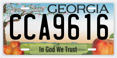 GA license plate CCA9616
