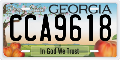 GA license plate CCA9618