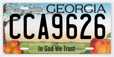 GA license plate CCA9626