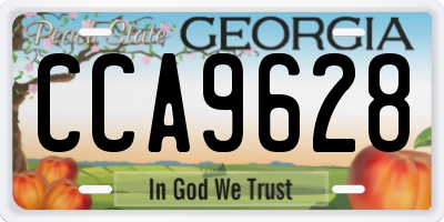 GA license plate CCA9628