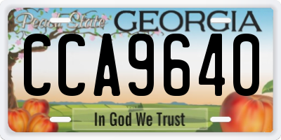 GA license plate CCA9640