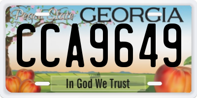 GA license plate CCA9649
