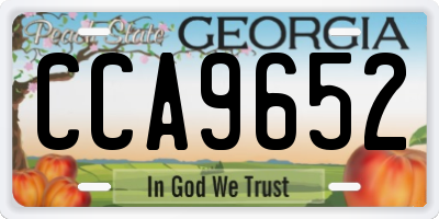 GA license plate CCA9652