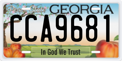 GA license plate CCA9681