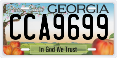 GA license plate CCA9699