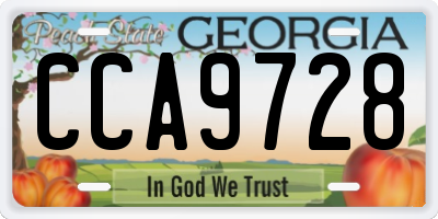 GA license plate CCA9728