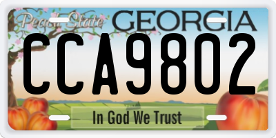 GA license plate CCA9802