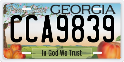 GA license plate CCA9839