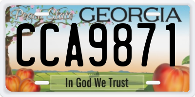 GA license plate CCA9871