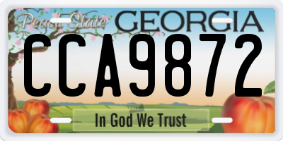 GA license plate CCA9872