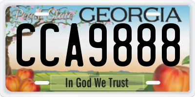 GA license plate CCA9888