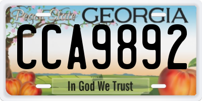 GA license plate CCA9892