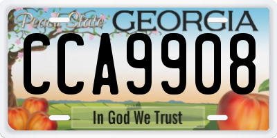 GA license plate CCA9908
