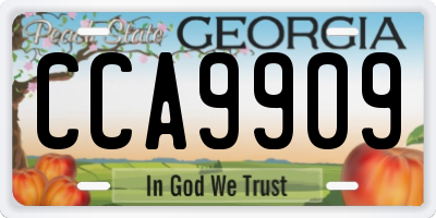 GA license plate CCA9909