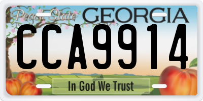 GA license plate CCA9914