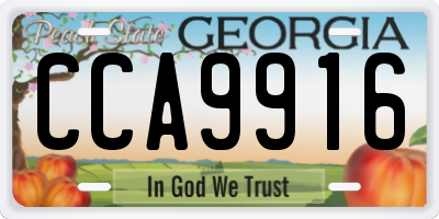 GA license plate CCA9916