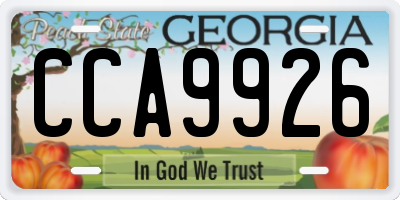 GA license plate CCA9926
