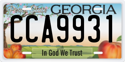 GA license plate CCA9931