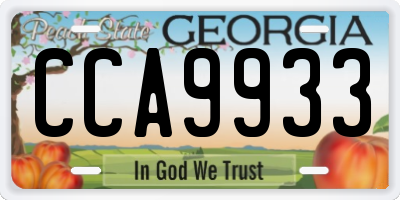 GA license plate CCA9933