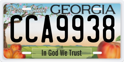 GA license plate CCA9938