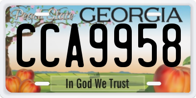 GA license plate CCA9958