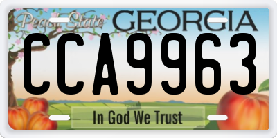 GA license plate CCA9963