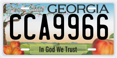 GA license plate CCA9966