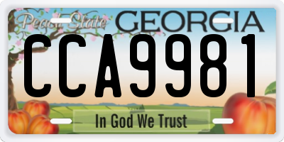GA license plate CCA9981