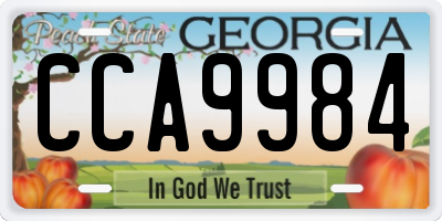GA license plate CCA9984
