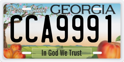 GA license plate CCA9991