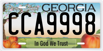 GA license plate CCA9998