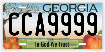 GA license plate CCA9999