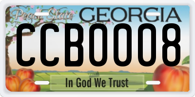 GA license plate CCB0008