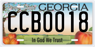 GA license plate CCB0018