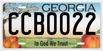 GA license plate CCB0022