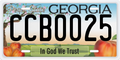GA license plate CCB0025