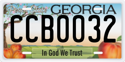GA license plate CCB0032